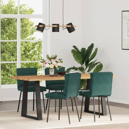 Sillas de comedor 4 unidades terciopelo verde oscuro