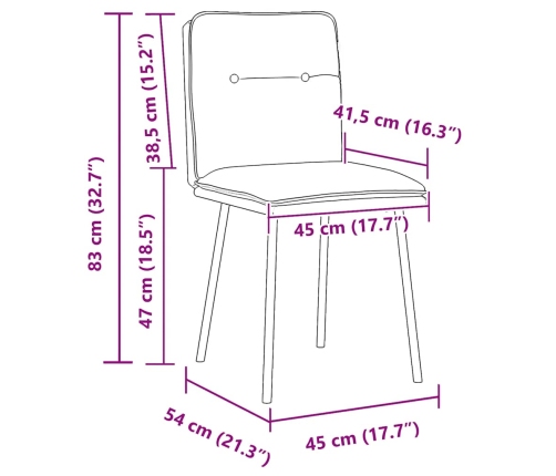 Sillas de comedor 4 unidades terciopelo crema