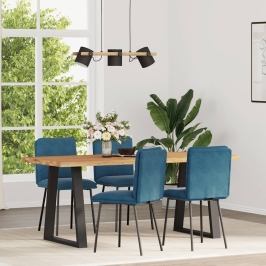 Sillas de comedor 4 unidades terciopelo azul