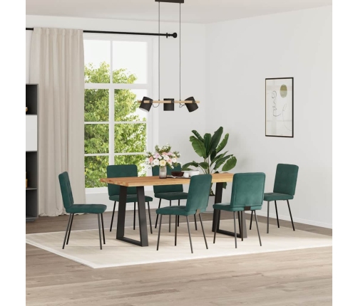 Sillas de comedor 6 unidades terciopelo verde oscuro