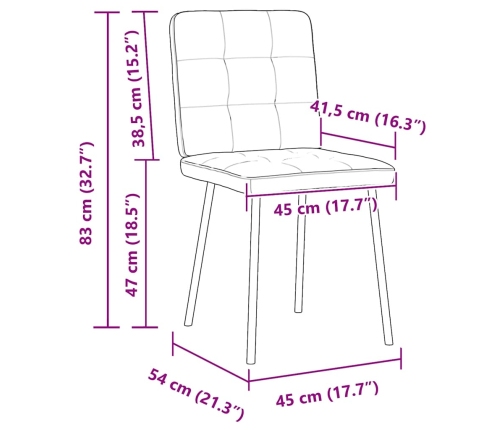 Sillas de comedor 6 unidades de terciopelo crema