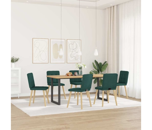 Sillas de comedor 6 unidades tela verde oscuro