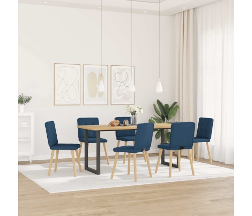 Sillas de comedor 6 unidades tela azul