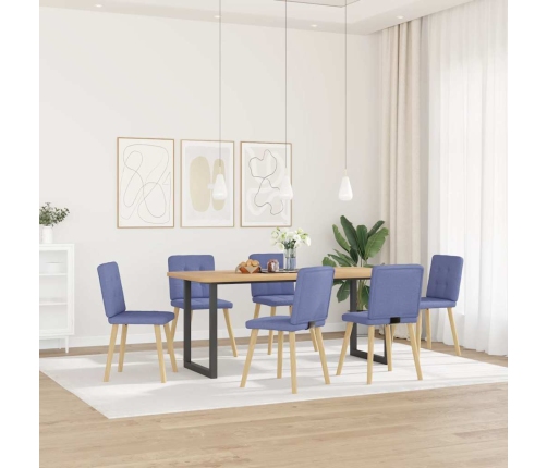 Sillas de comedor 6 uds tela azul jeans