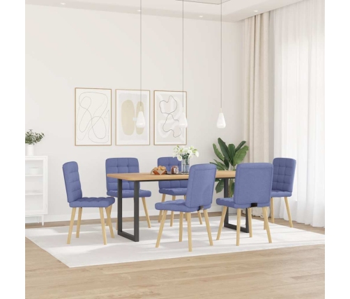 Sillas de comedor 6 uds tela azul jeans