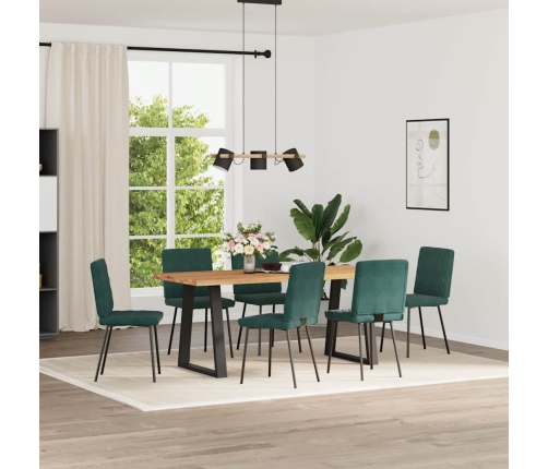 Sillas de comedor 6 unidades terciopelo verde oscuro