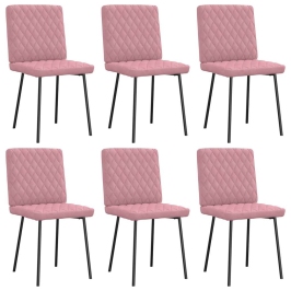 Sillas de comedor 6 unidades terciopelo rosa