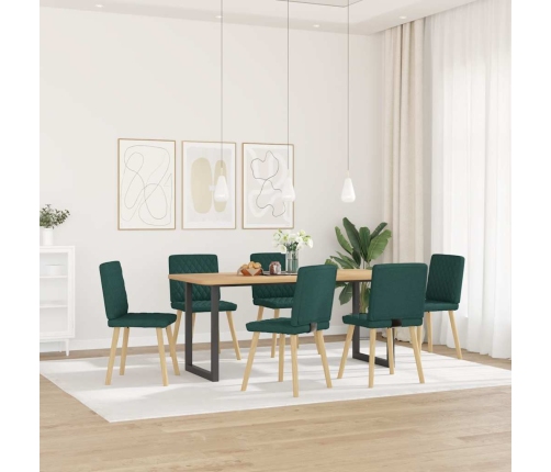 Sillas de comedor 6 unidades tela verde oscuro