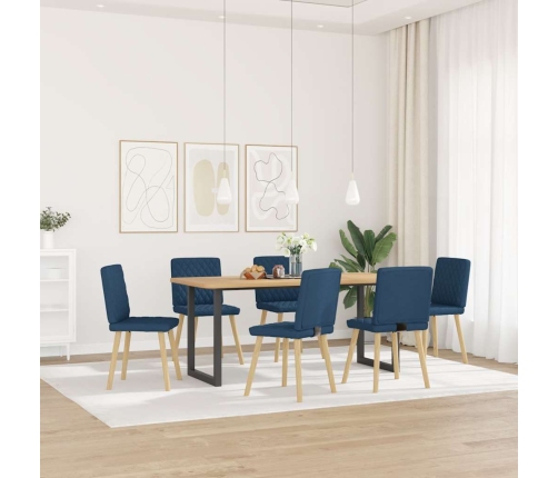 Sillas de comedor 6 unidades tela azul