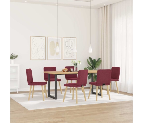 Sillas de comedor 6 unidades tela rojo tinto