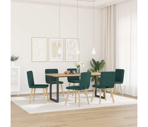 Sillas de comedor 6 unidades tela verde oscuro