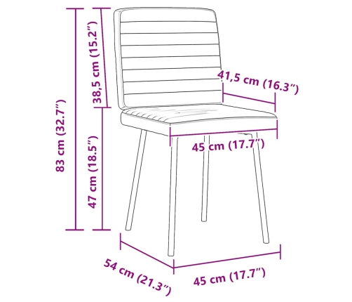 Sillas de comedor 6 unidades de terciopelo crema