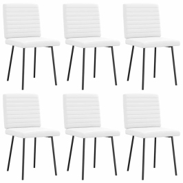 Sillas de comedor 6 uds cuero sintético blanco