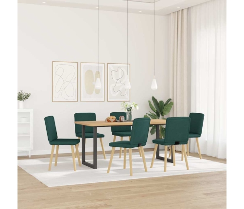 Sillas de comedor 6 unidades tela verde oscuro