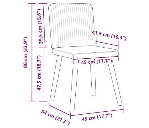 Sillas de comedor 6 uds tela gris nube