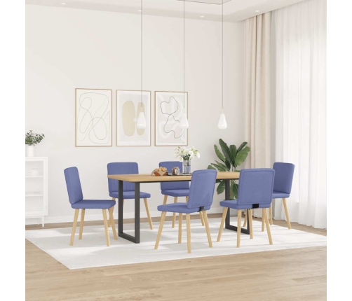 Sillas de comedor 6 uds tela azul jeans