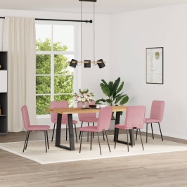 Sillas de comedor 6 unidades terciopelo rosa