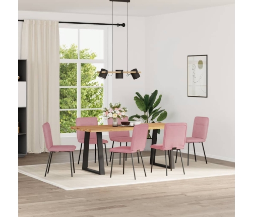 Sillas de comedor 6 unidades terciopelo rosa