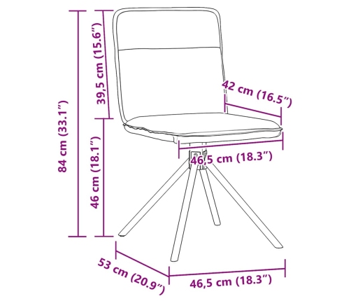 Sillas de comedor giratorias 6 unidades tela negras