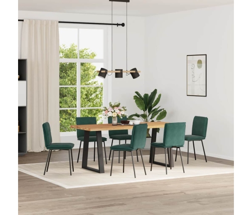 Sillas de comedor 6 unidades terciopelo verde oscuro