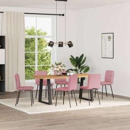 Sillas de comedor 6 unidades terciopelo rosa