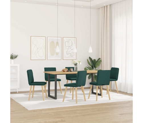 Sillas de comedor 6 unidades tela verde oscuro