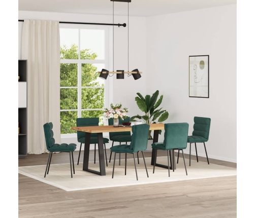 Sillas de comedor 6 unidades terciopelo verde oscuro