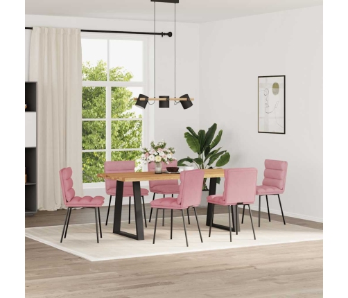 Sillas de comedor 6 unidades terciopelo rosa