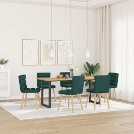 Sillas de comedor 6 unidades tela verde oscuro