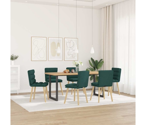 Sillas de comedor 6 unidades tela verde oscuro