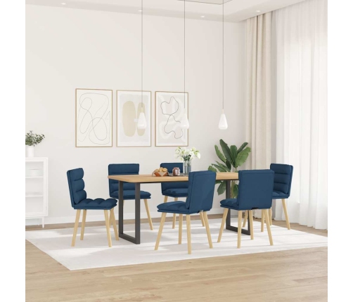 Sillas de comedor 6 unidades tela azul