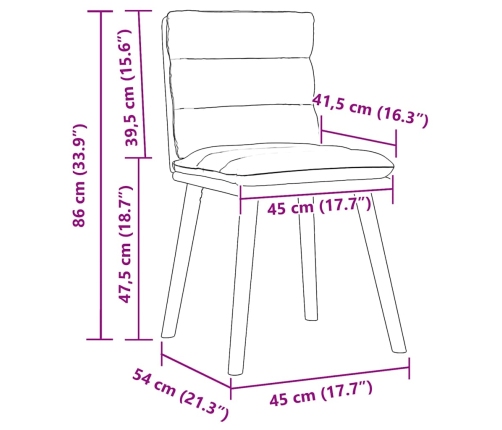 Sillas de comedor 6 uds tela azul jeans