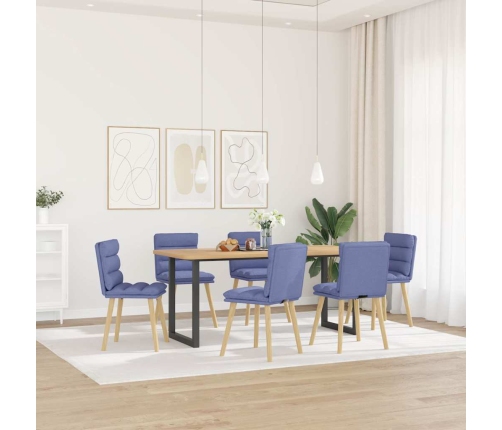 Sillas de comedor 6 uds tela azul jeans