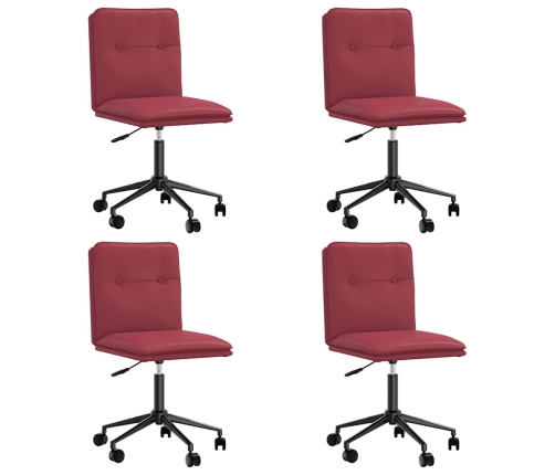 Sillas comedor 4 unidades cuero sintético rojo tinto