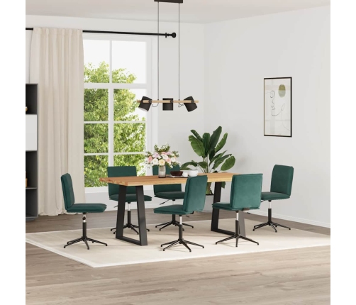 Sillas de comedor 6 unidades terciopelo verde oscuro