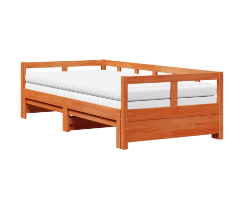 Sofá cama nido con colchones madera maciza marrón 90x190 cm