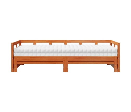 Sofá cama nido con colchones madera maciza marrón 90x190 cm