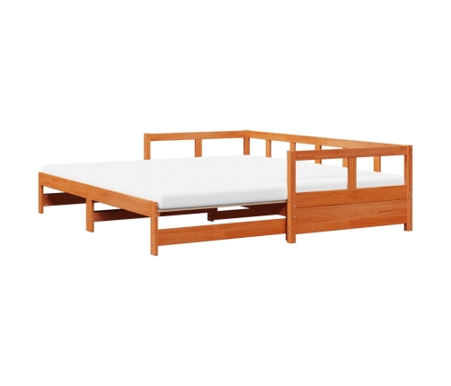 Sofá cama nido con colchones madera maciza marrón 90x190 cm