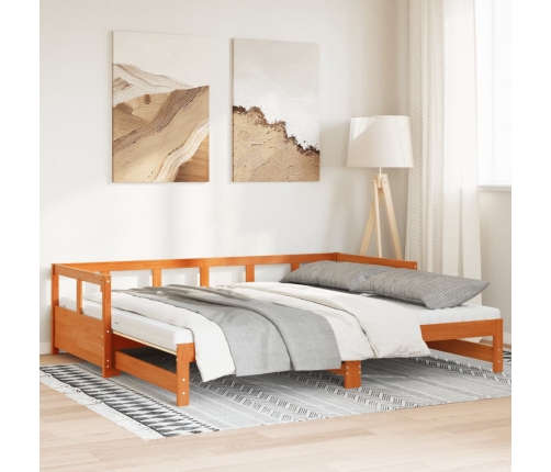 Sofá cama nido con colchones madera maciza marrón 90x190 cm