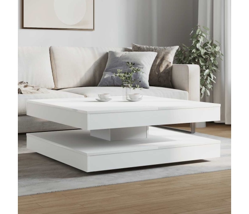 Mesa de centro giratoria 360 grados blanco 90x90x34,5 cm