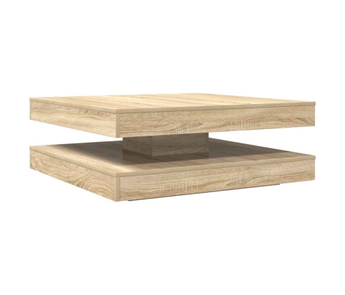 Mesa de centro giratoria 360 grados roble sonoma 90x90x34,5 cm