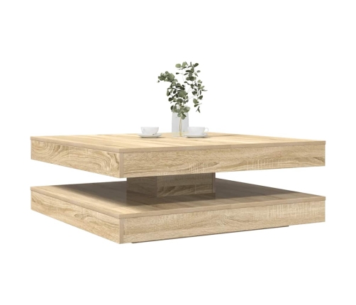 Mesa de centro giratoria 360 grados roble sonoma 90x90x34,5 cm