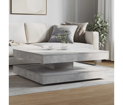 Mesa de centro giratoria 360 grados gris hormigón 90x90x34,5 cm