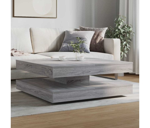 Mesa de centro giratoria 360 grados gris Sonoma 90x90x34,5 cm