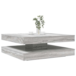 Mesa de centro giratoria 360 grados gris Sonoma 90x90x34,5 cm