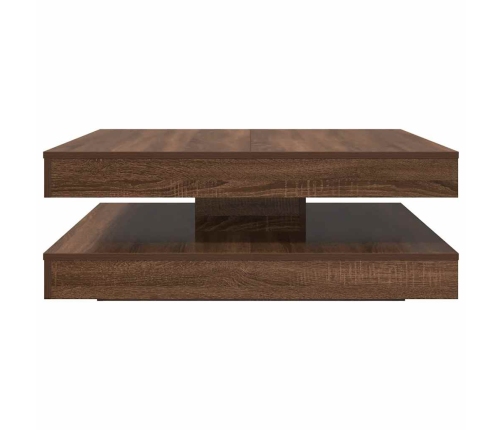 Mesa de centro giratoria 360 grados roble marrón 90x90x34,5 cm