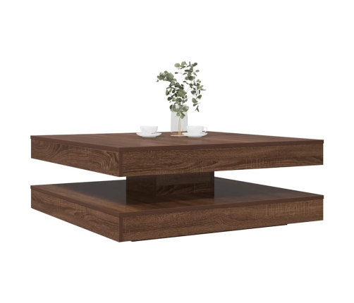 Mesa de centro giratoria 360 grados roble marrón 90x90x34,5 cm