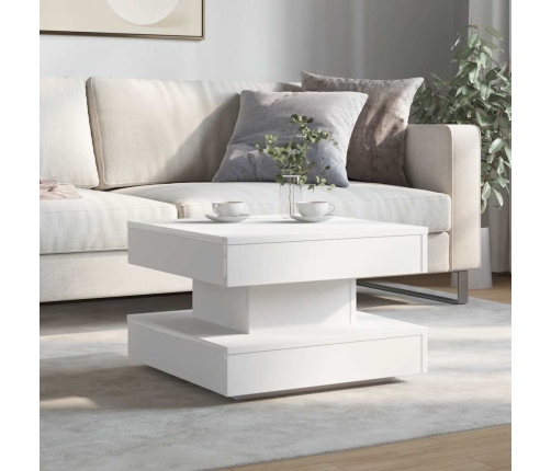 Mesa de centro giratoria 360 grados blanco 50x50x34,5 cm