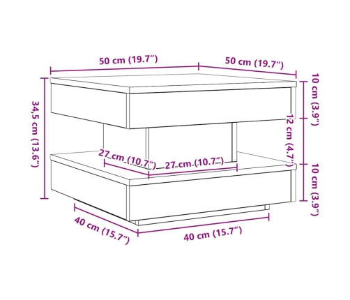 Mesa de centro giratoria 360 grados blanco 50x50x34,5 cm