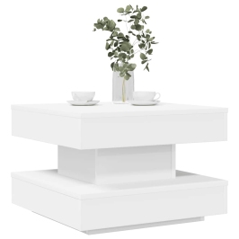 Mesa de centro giratoria 360 grados blanco 50x50x34,5 cm